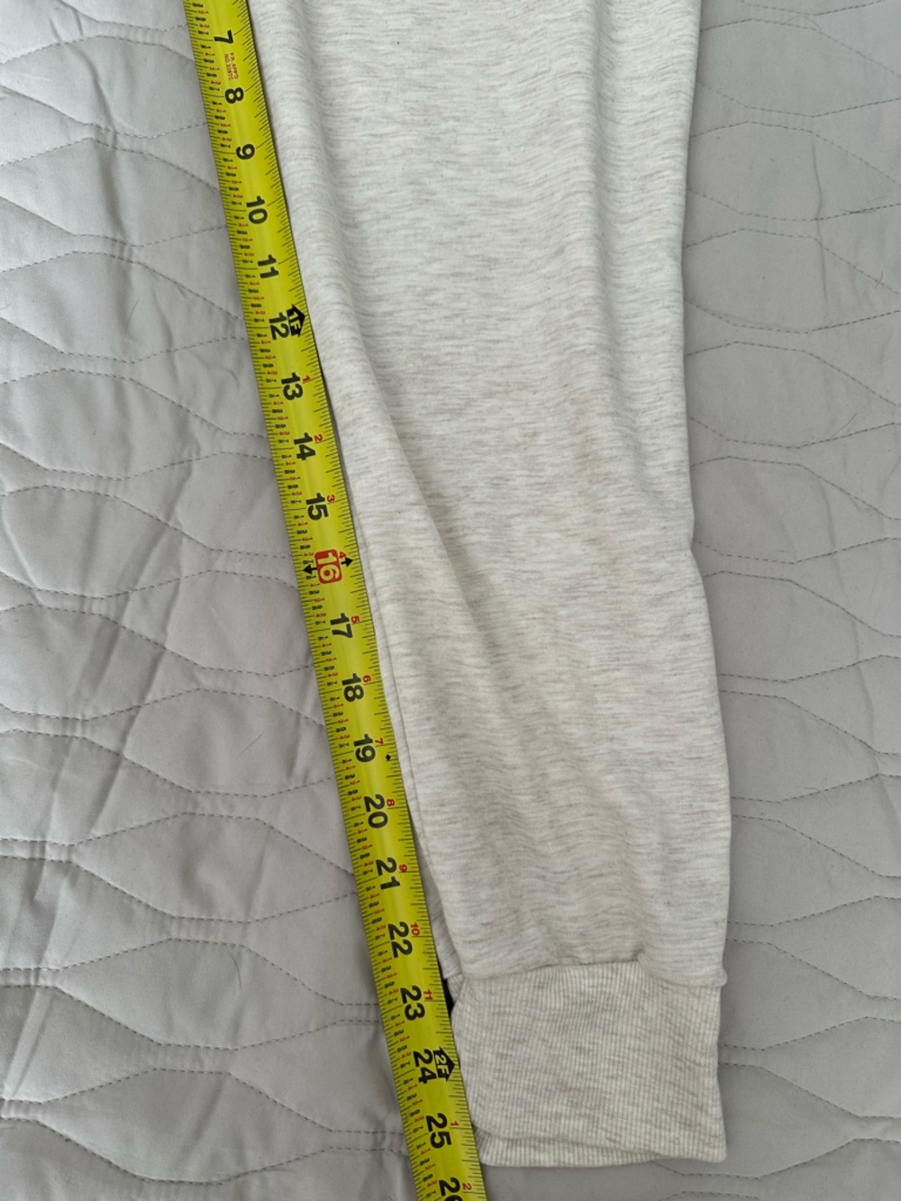 EUC Cream Heathered Sleeveless Drawstring Jumpsuit Lounge Full Length Sz Large - Picture 7 of 8